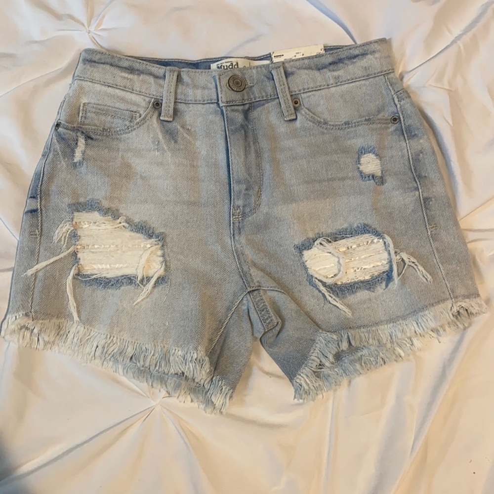 light wash denim shorts